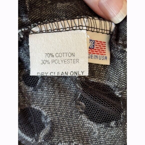 VTG Sno Skins Black Textured Cut-Out Mesh Velvet Tie Blazer Sz Small Avant Garde - Picture 9 of 11